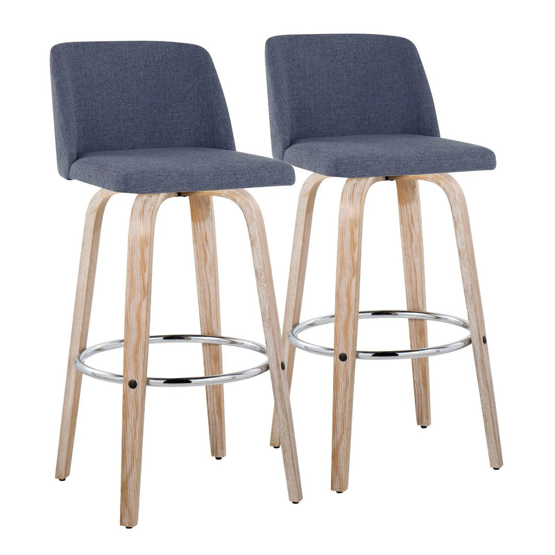 Toriano - Contemporary Fixed Height Barstool With Swivel & Round Footrest (Set of 2) by HouseOfZazla