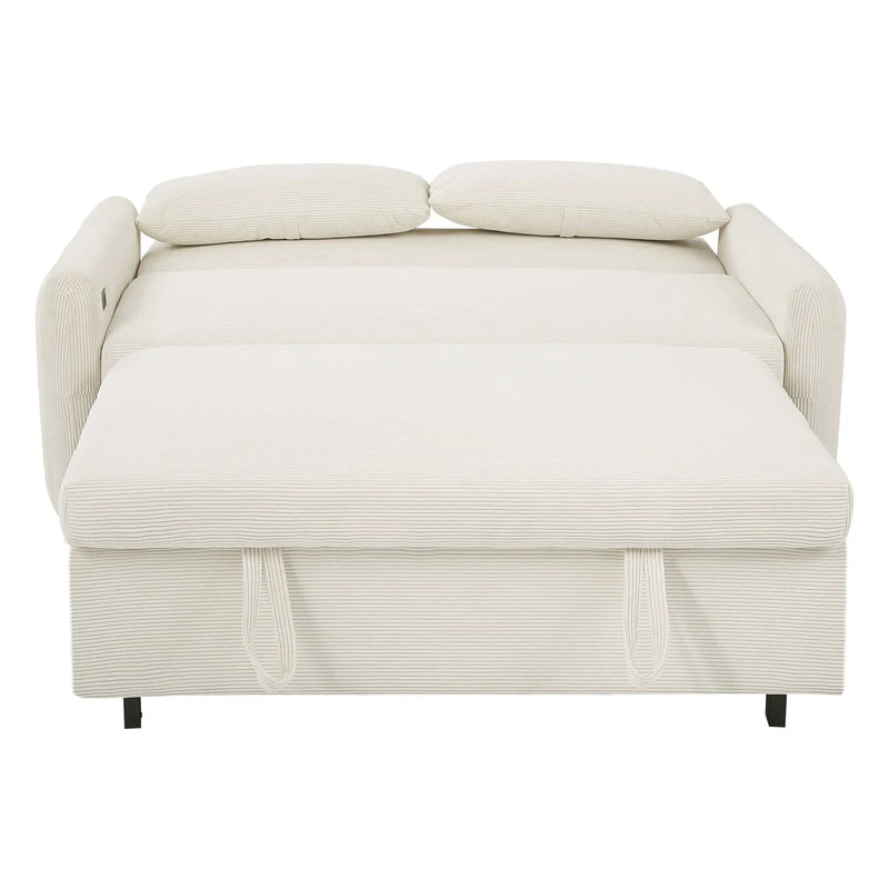 Pull-Out 2 Seat Modern Sleeper Sofa With 2 Throw Pillows And USB Ports by HouseOfZazla