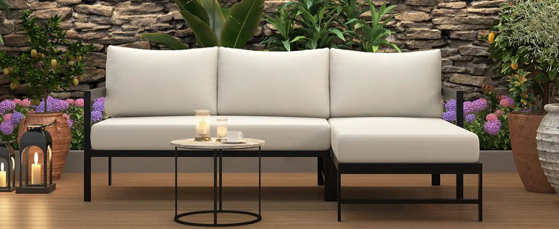 U_style Outdoor L-Shaped Sofa with Iron Frame and Ultra-Thick Cushions by HouseOfZazla
