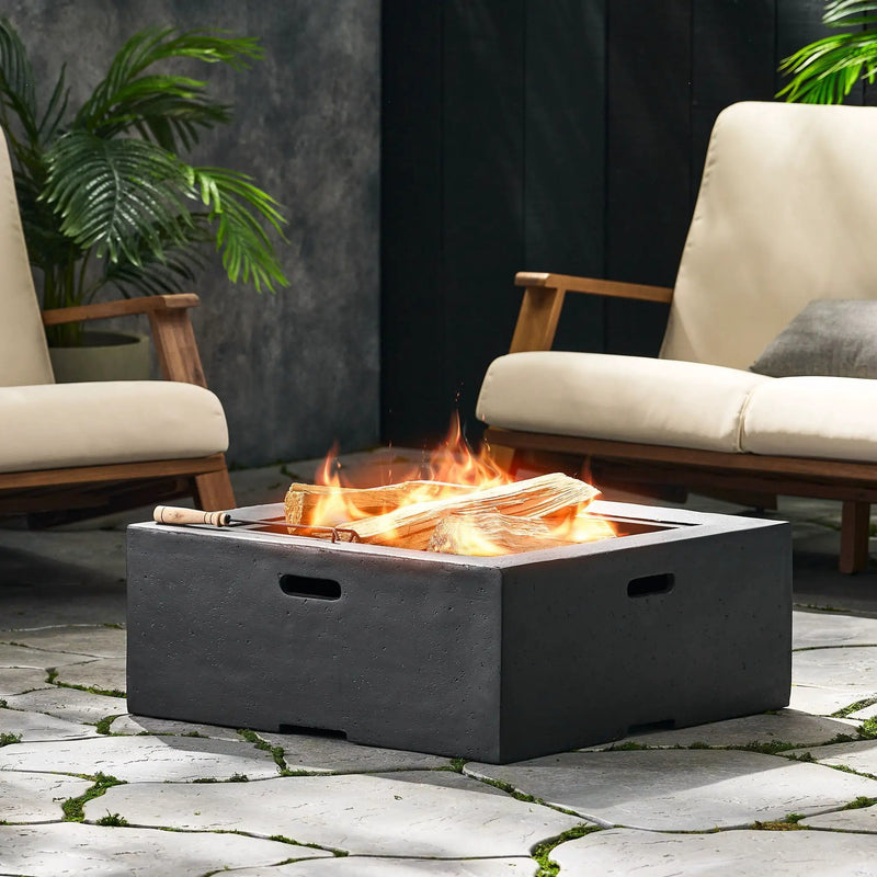Outdoor Square MGO Wood Burning Fire Pit - Dark Gray by HouseOfZazla