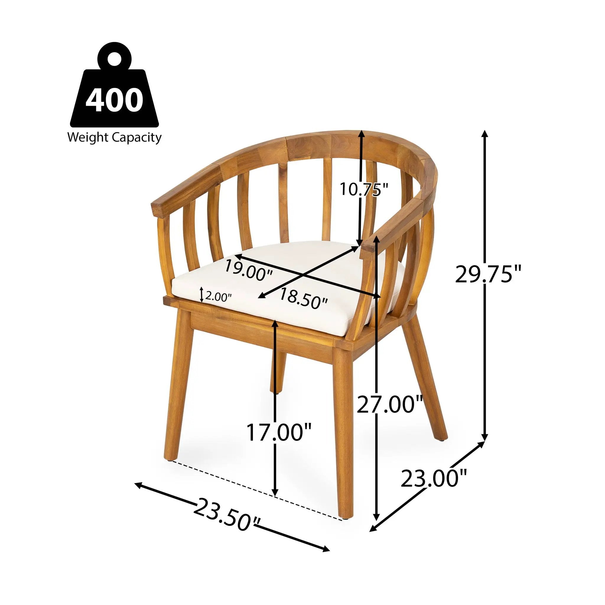 Klismos Dining Armchair (Set of 2) - Teak / Beige by HouseOfZazla