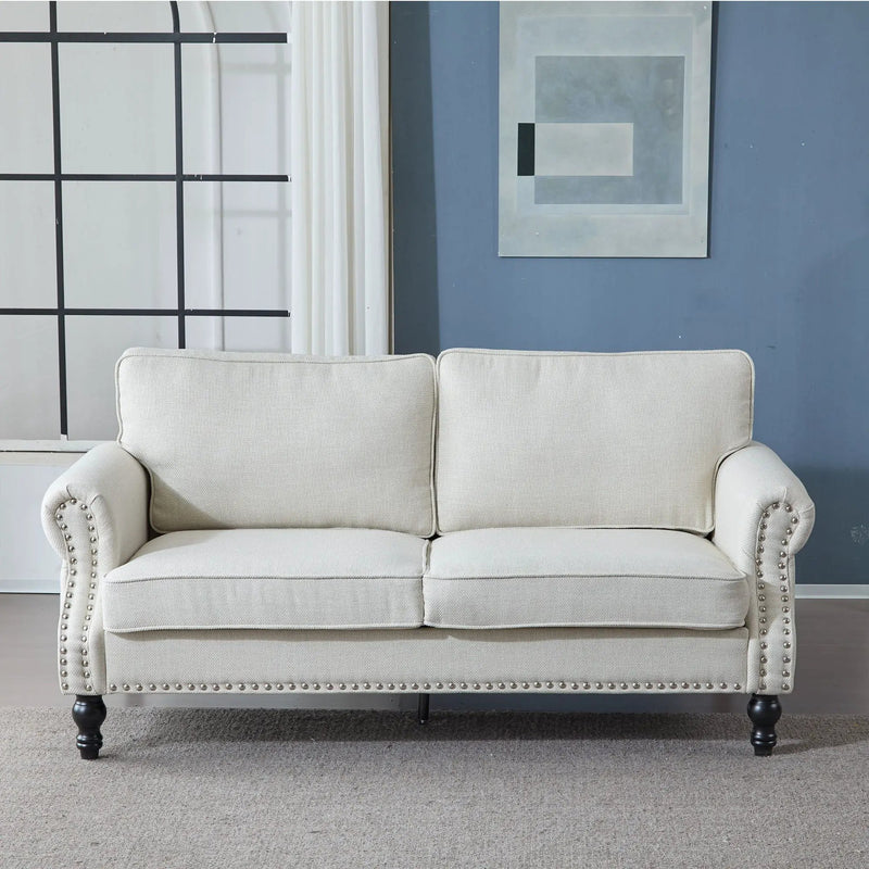 Rolled Arm Sofa With Nailhead Trim With Wooden Legs by Unique Piece Furniture