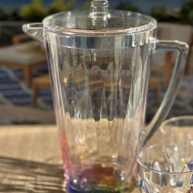Rainbow Design Unbreakable Plastic Water Pitcher With Lid And Spout, 2.5 Quarts - Clear by HouseOfZazla