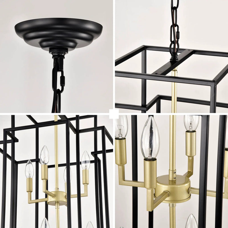 8 Light Lantern Chandelier Lighting, Entryway Chandeliers For High Ceilings, Chandeliers For Dining Room, Foyer, Entry, Staircase, Hallway, Height Adjustable (E12 Bulbs Not Included) by HouseOfZazla