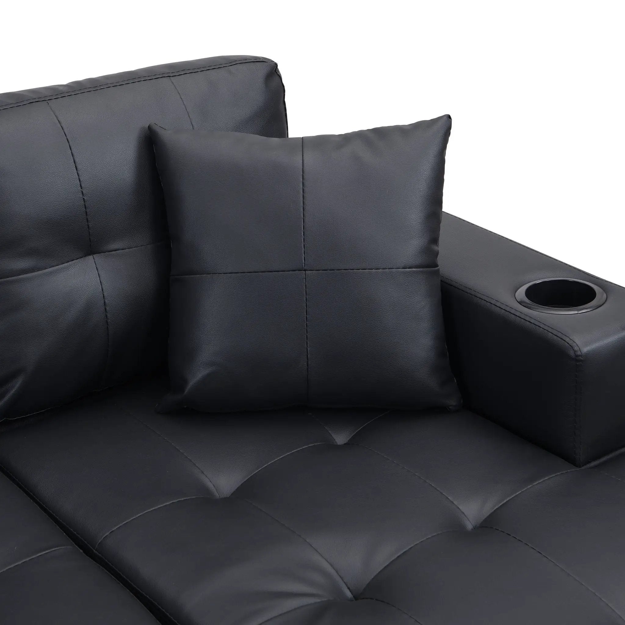 Modern Sectional Sofa Set With L Shape Chaise Lounge, Cup Holder, 4 Seat