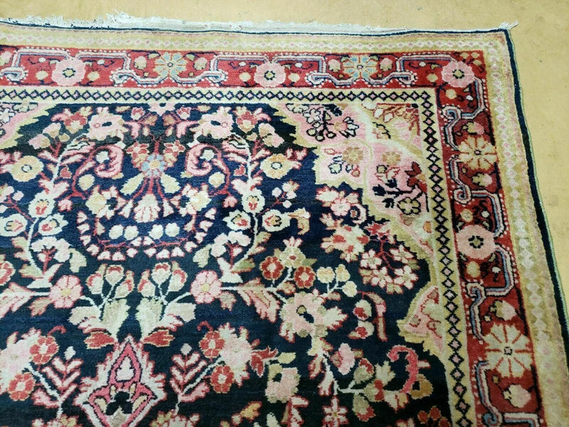 4' X 6' Antique Handmade India Floral Oriental Wool Rug Carpet Organic Blue by Jewel Rugs