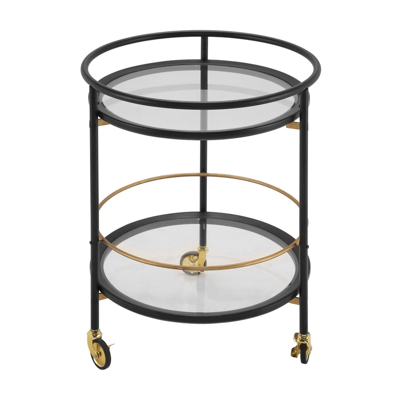 Modern Round Bar Cart with Tempered Glass Shelves by HouseOfZazla