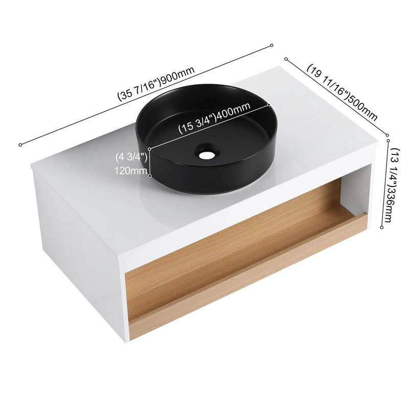 Floating Bathroom Vanity With Glossy Round Vessel Sink by Unique Piece Furniture
