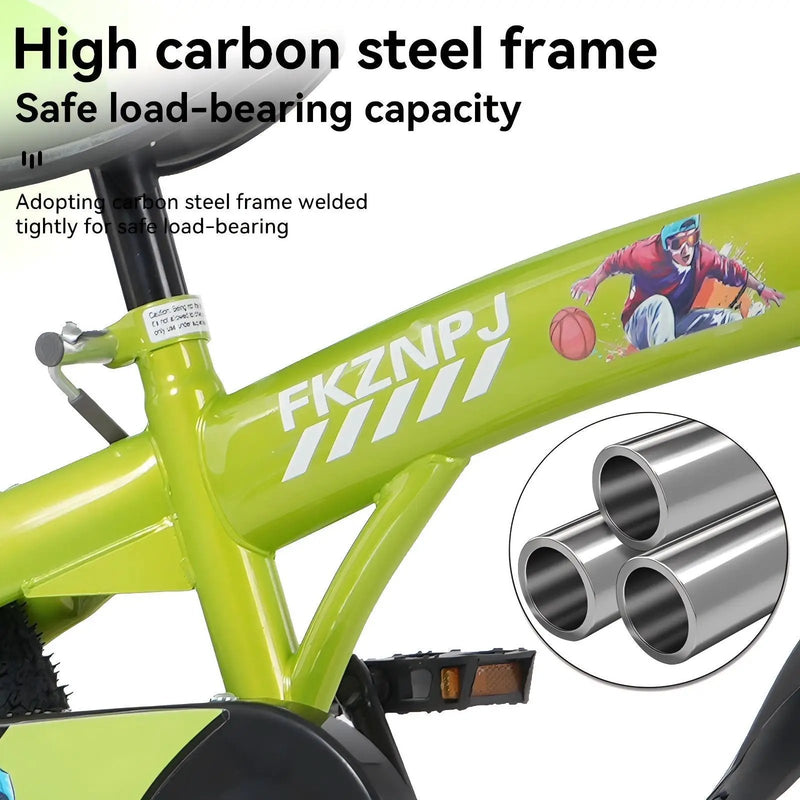 Fkznpj - 18" Sporty Kids Bike With Training Wheels And Stand Adjustable Saddle Suitable For Boys And Girls Aged 5 - 10 Years Tall Height 39 - 49" Available In A Variety Of Colors by HouseOfZazla