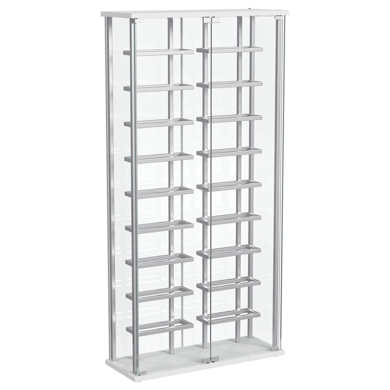 Montara Tempered Glass Wine Storage LED Curio Cabinet Chrome by Unique Piece Furniture