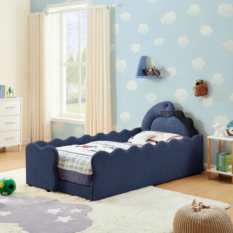 Cute Dinosaur Shaped Bed With Safety Guardrail, Toddler Frame by Unique Piece Furniture