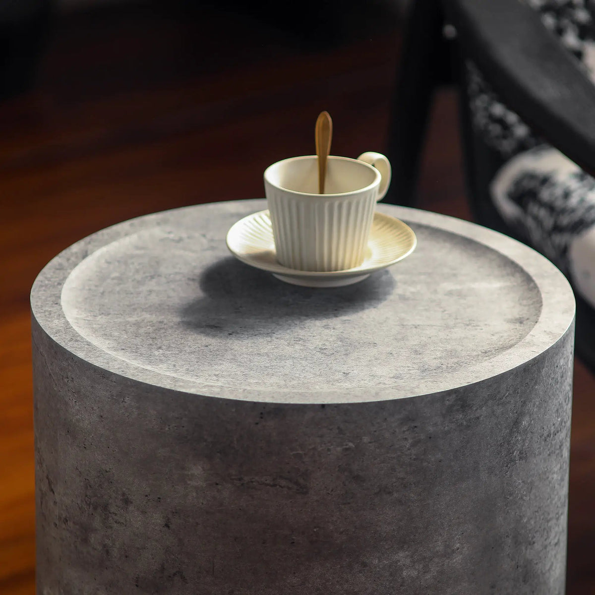 Modern Faux Concrete Round Corner Accent Table by HouseOfZazla