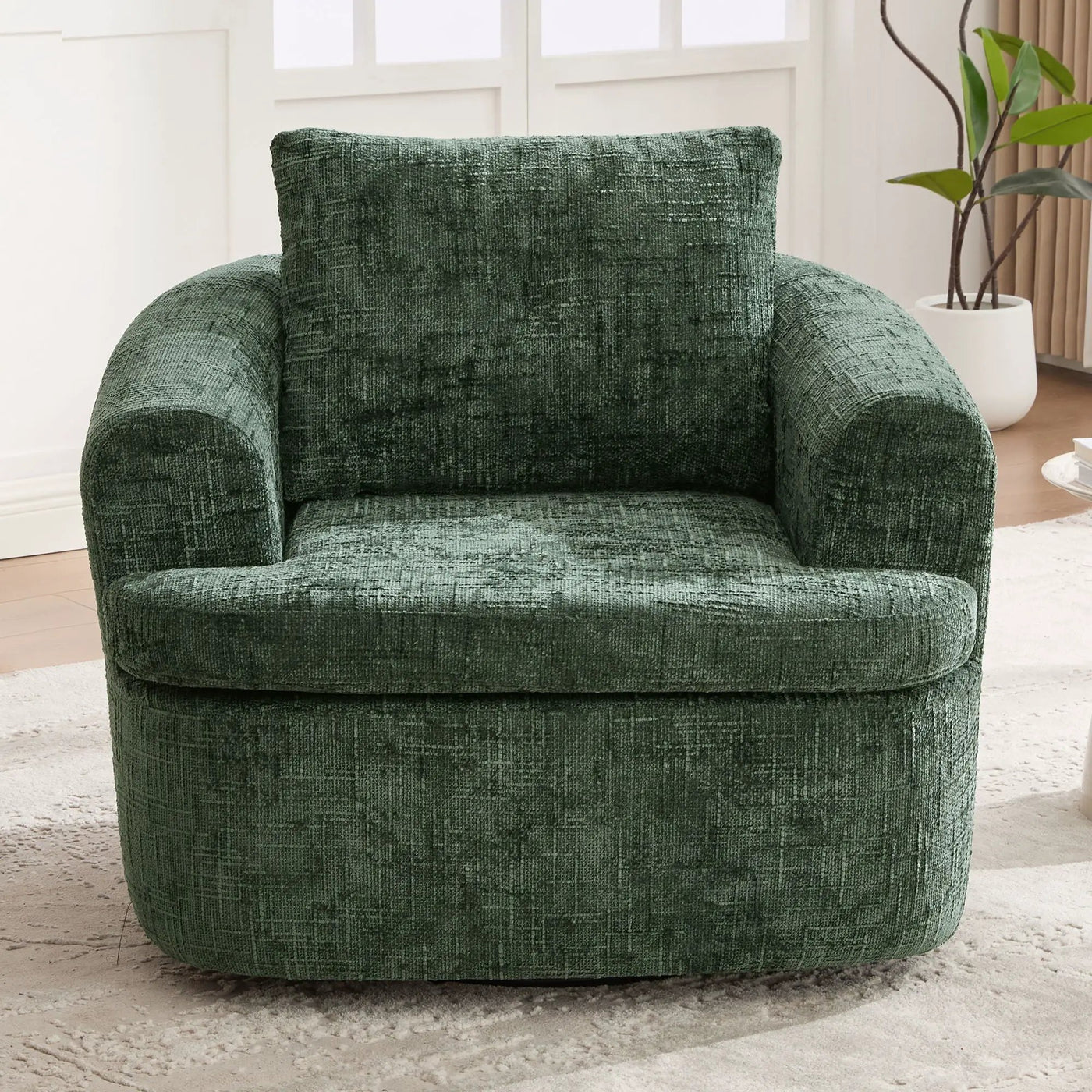 Modern Swivel Barrel Chair With Dual-Layer Cushion by Unique Piece Furniture