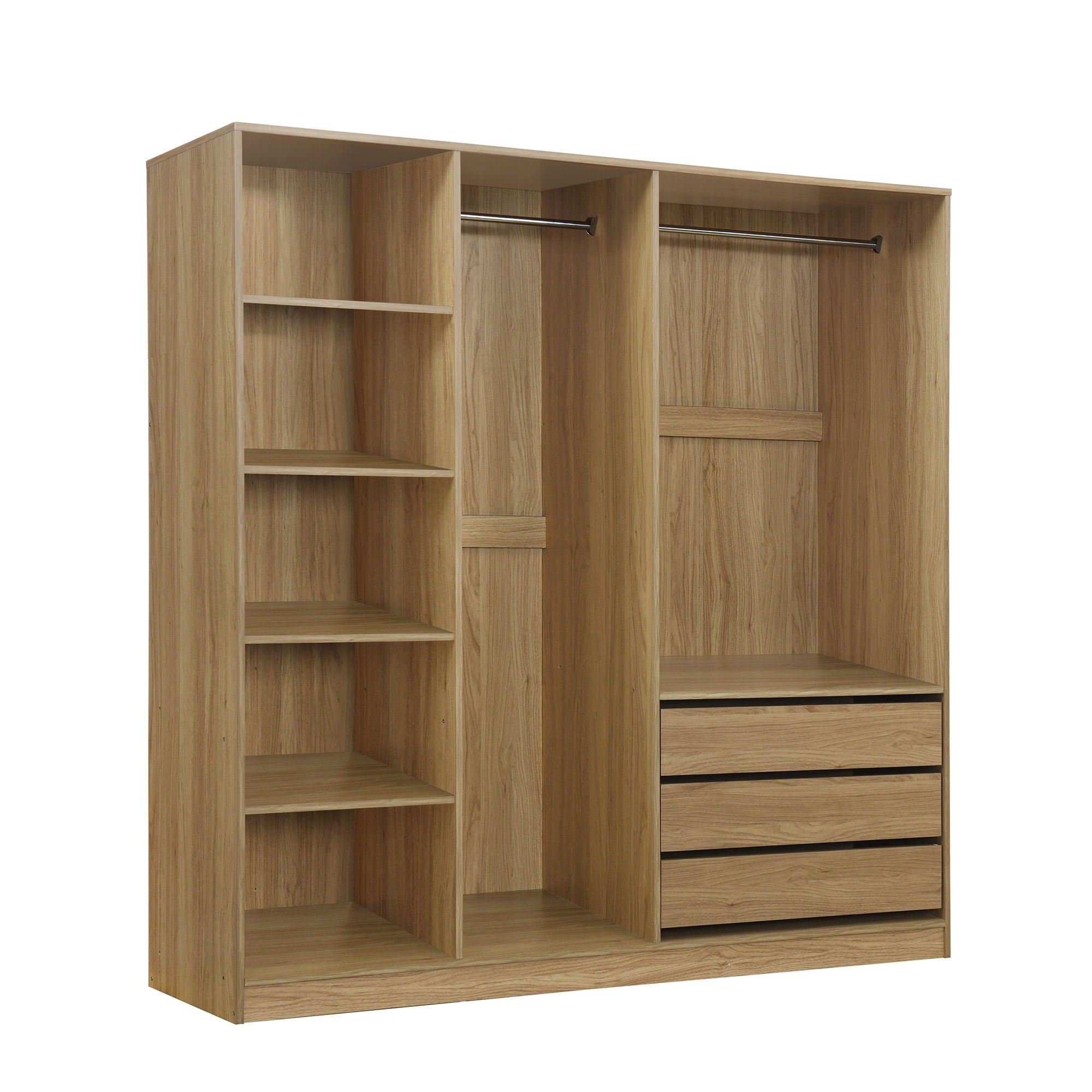 Doorless Storage Wardrobe For Dedroom With Shelves And 3 Drawers by HouseOfZazla