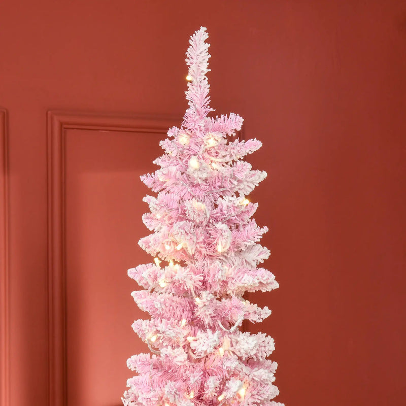 Homcom 7.5ft Prelit Snow Flocked Artificial Christmas Tree by HouseOfZazla