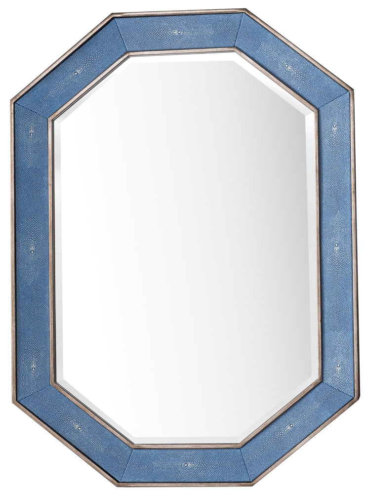 James Martin Tangent 30" Mirror, Silver with Delft Blue