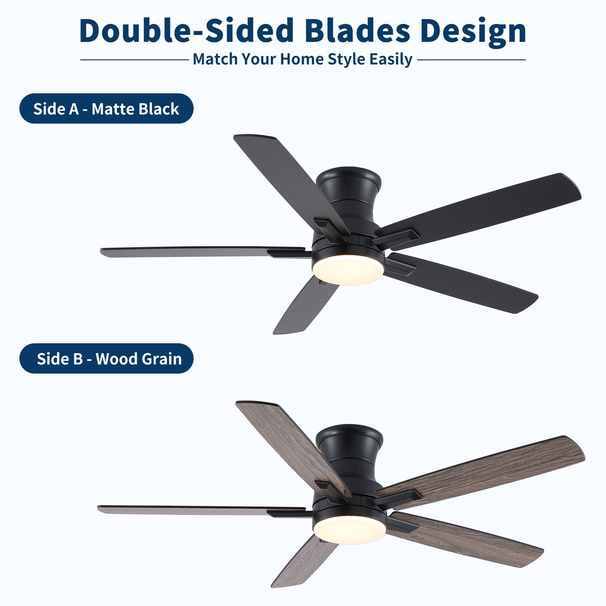 Mordern Flush Mount Ceiling Fan With Light And Remote Control by HouseOfZazla