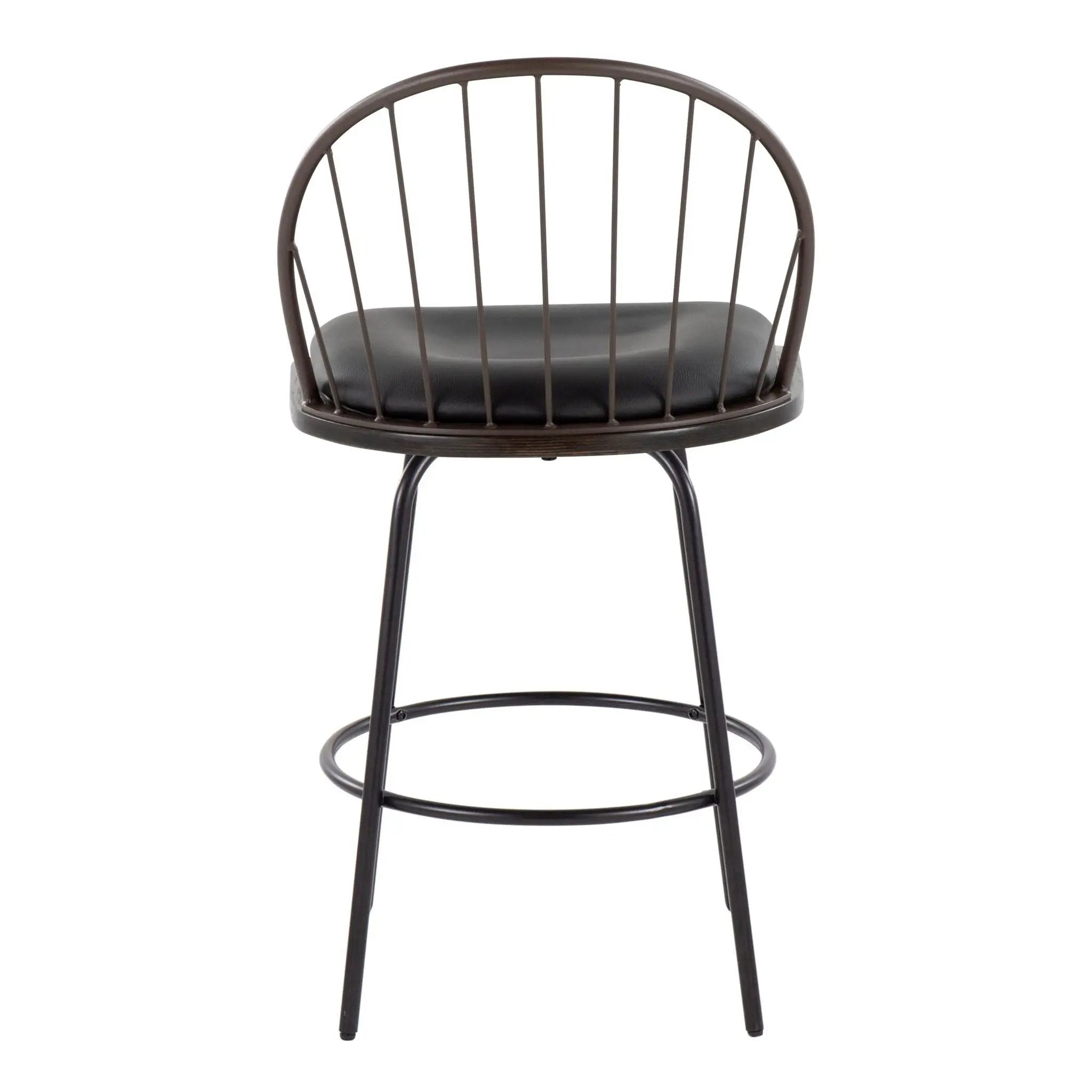 Riley - Claire Farmhouse Fixed Height Counter Stool With Swivel With Round Footrest (Set of 2) by HouseOfZazla