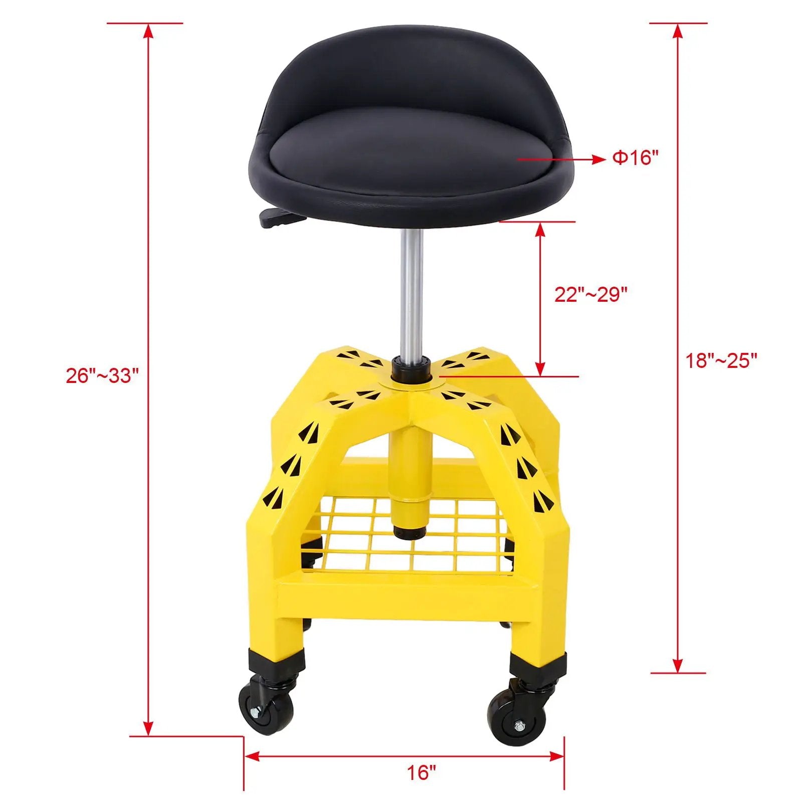Pneumatic 360 Degree Swivel Stool, Mechanics Rolling Creeper Seat, Heavy Duty Rolling Mechanics Stool, Shop Stool With Casters by HouseOfZazla