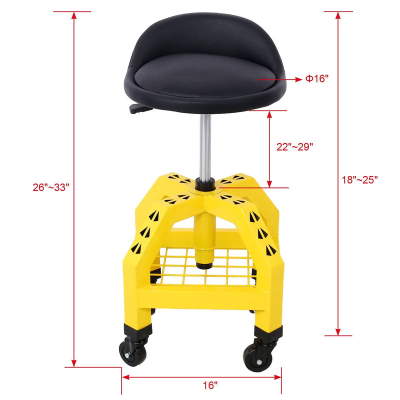 Pneumatic 360 Degree Swivel Stool, Mechanics Rolling Creeper Seat, Heavy Duty Rolling Mechanics Stool, Shop Stool With Casters by HouseOfZazla