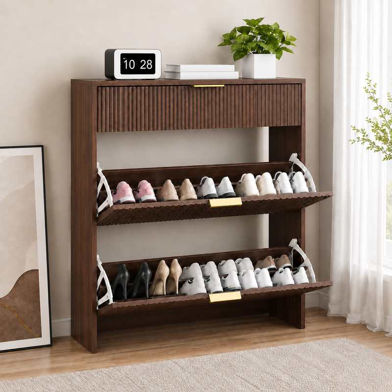 Narrow Fluted Shoe Storage Cabinet for Entryway by HouseOfZazla