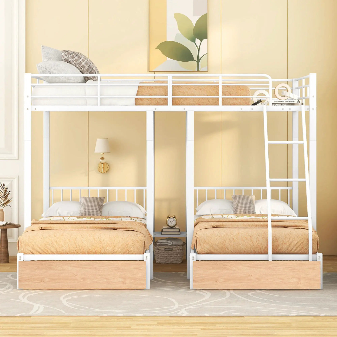 Triple Bunk Bed With Drawers And Guardrails by Unique Piece Furniture