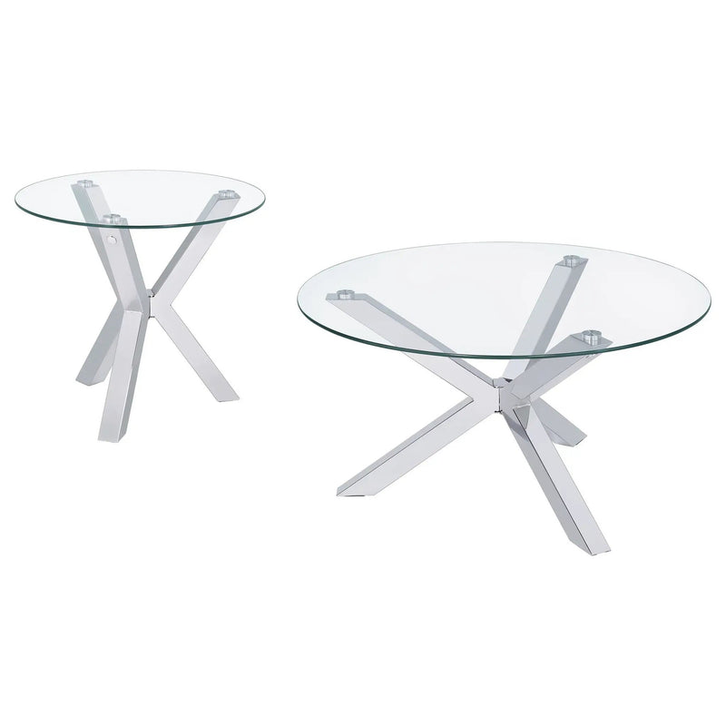 Kenzie 2-piece Round Coffee and End Table Set Chrome by Unique Piece Furniture