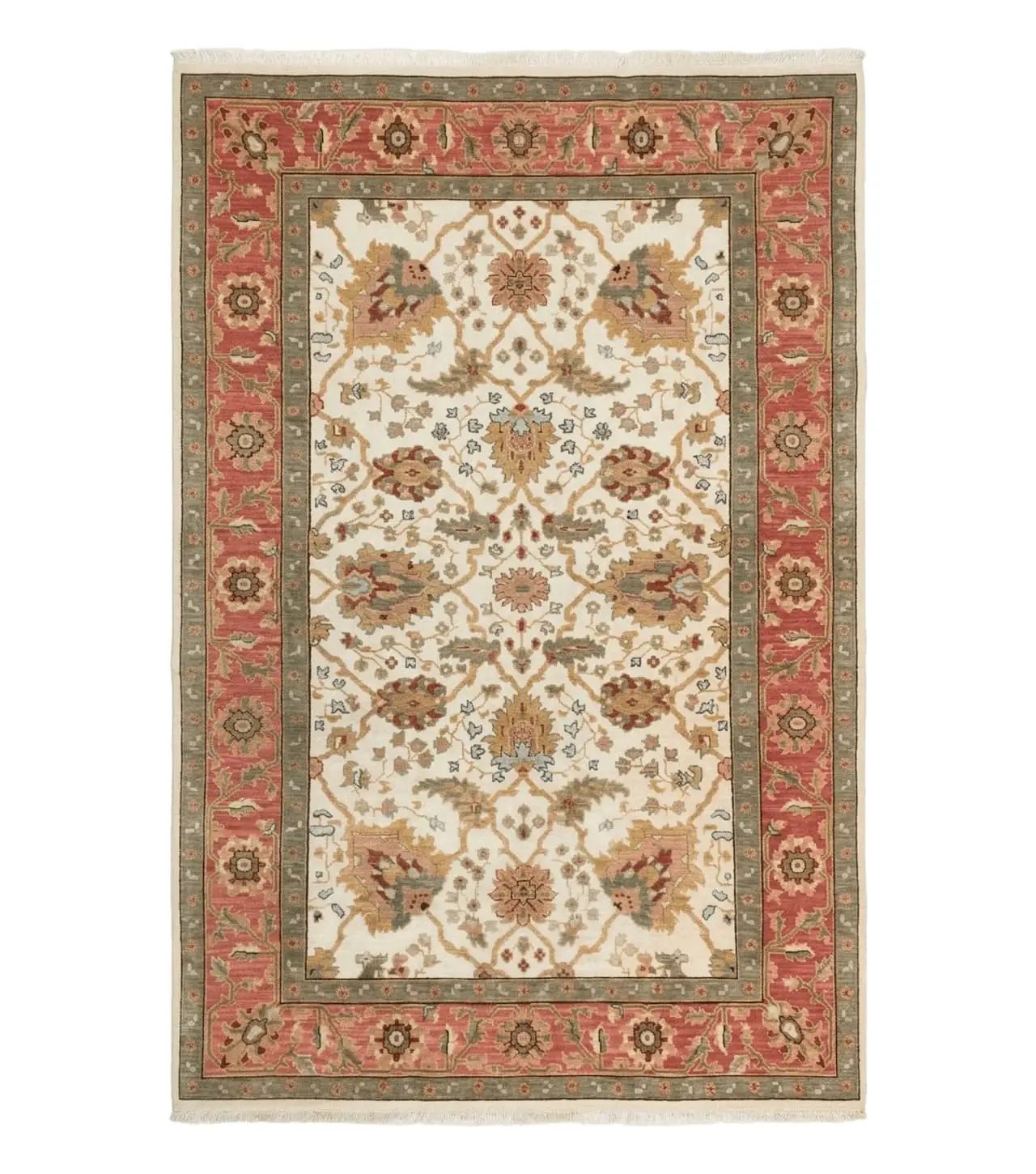 Flatweave Soumak Rug 6x9, Nourison Rug, Wool Handmade, Floral, Ivory by Jewel Rugs