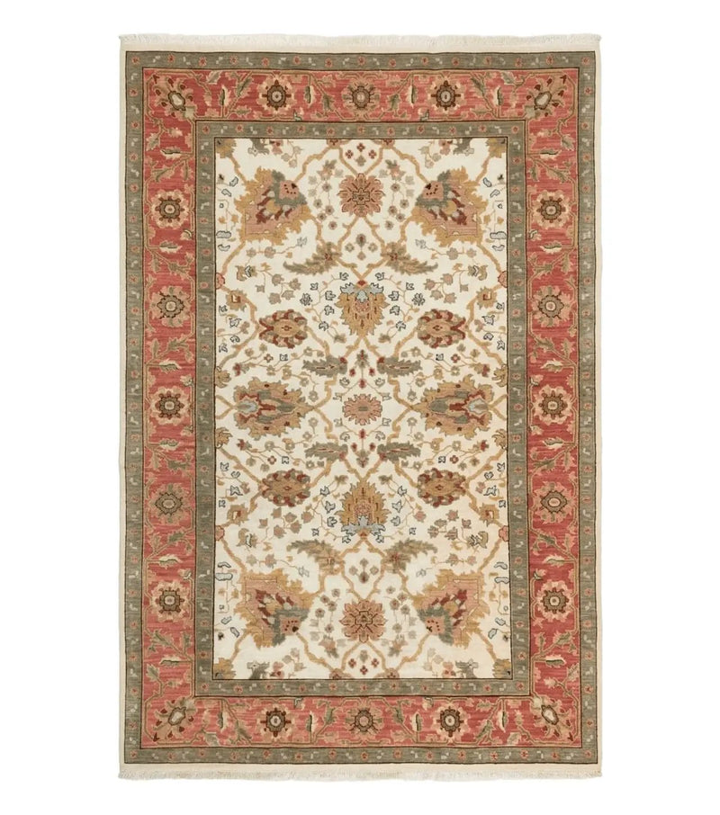 Flatweave Soumak Rug 6x9, Nourison Rug, Wool Handmade, Floral, Ivory by Jewel Rugs