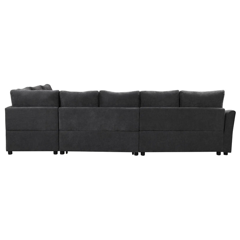 L-Shaped Sofa Convertible Sofa Bed Pull Out Sofa Sleeper With Two Back Pillows, Two USB Ports And Two Power Sockets For Living Room by HouseOfZazla
