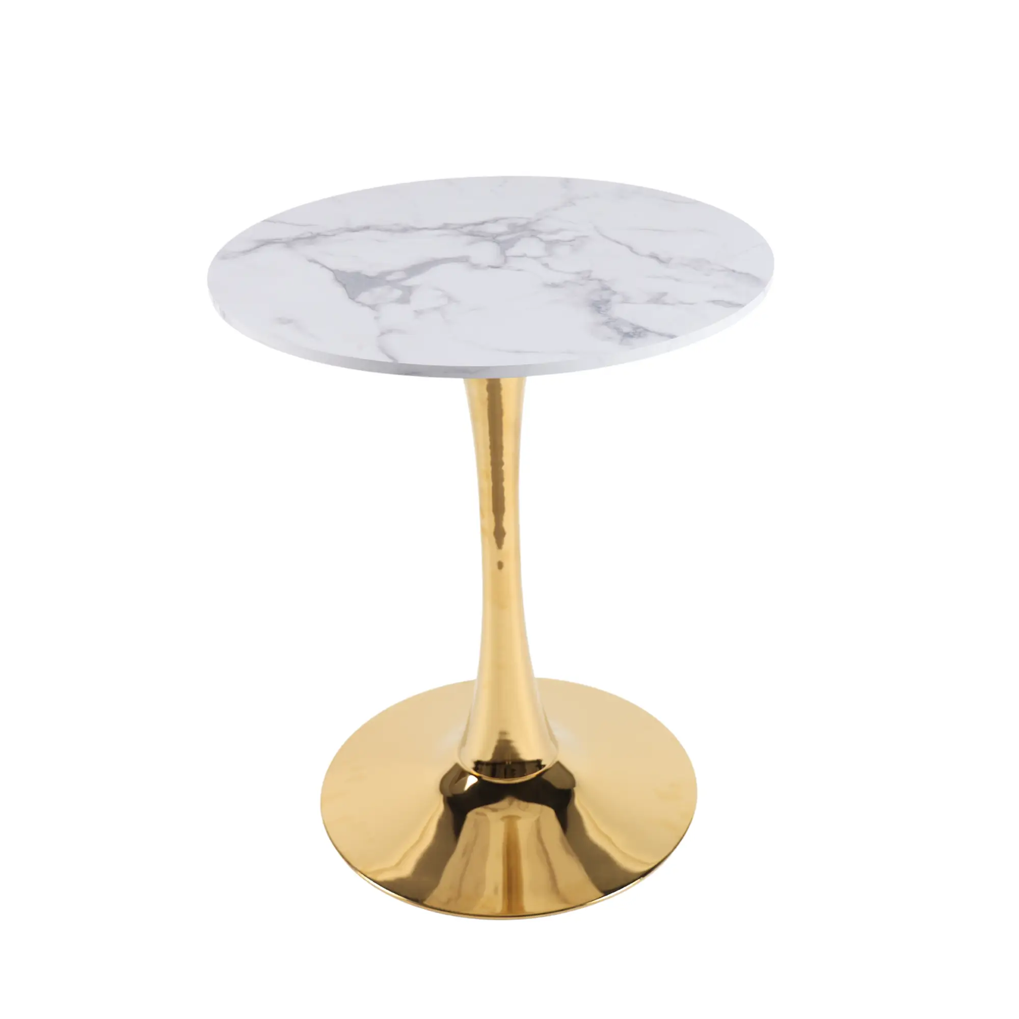 White Marble Tulip Dining Table with Golden Legs by HouseOfZazla