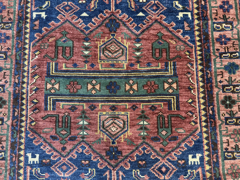 Persian Tribal Heriz Design Rug 6x9, Pottery Barn Rug, Hand Knotted Wool Vintage Rug by Jewel Rugs