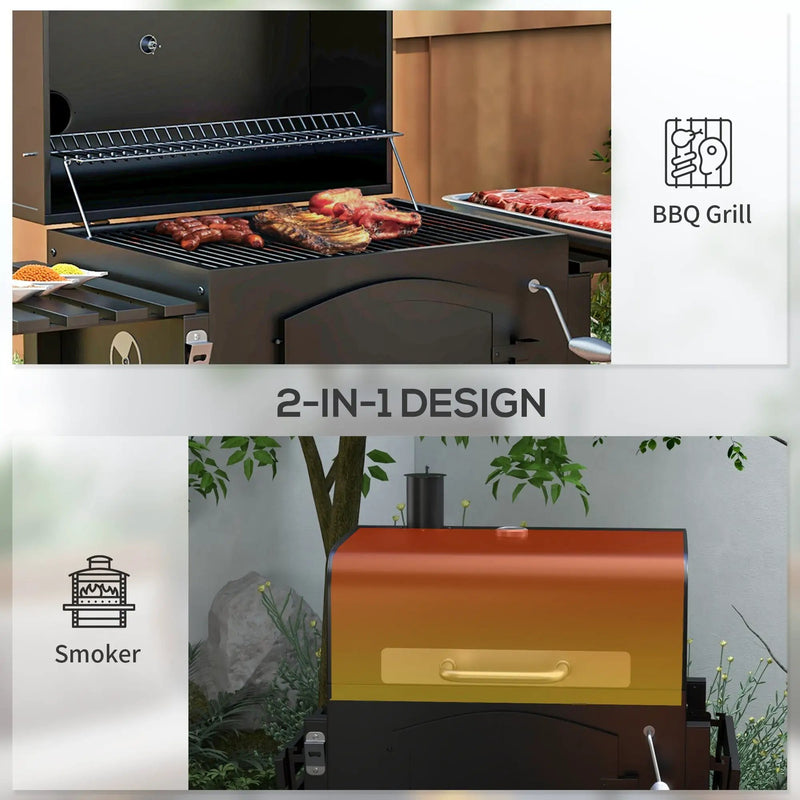 Outsunny Charcoal Grill with Adjustable Height & Folding Shelves by HouseOfZazla