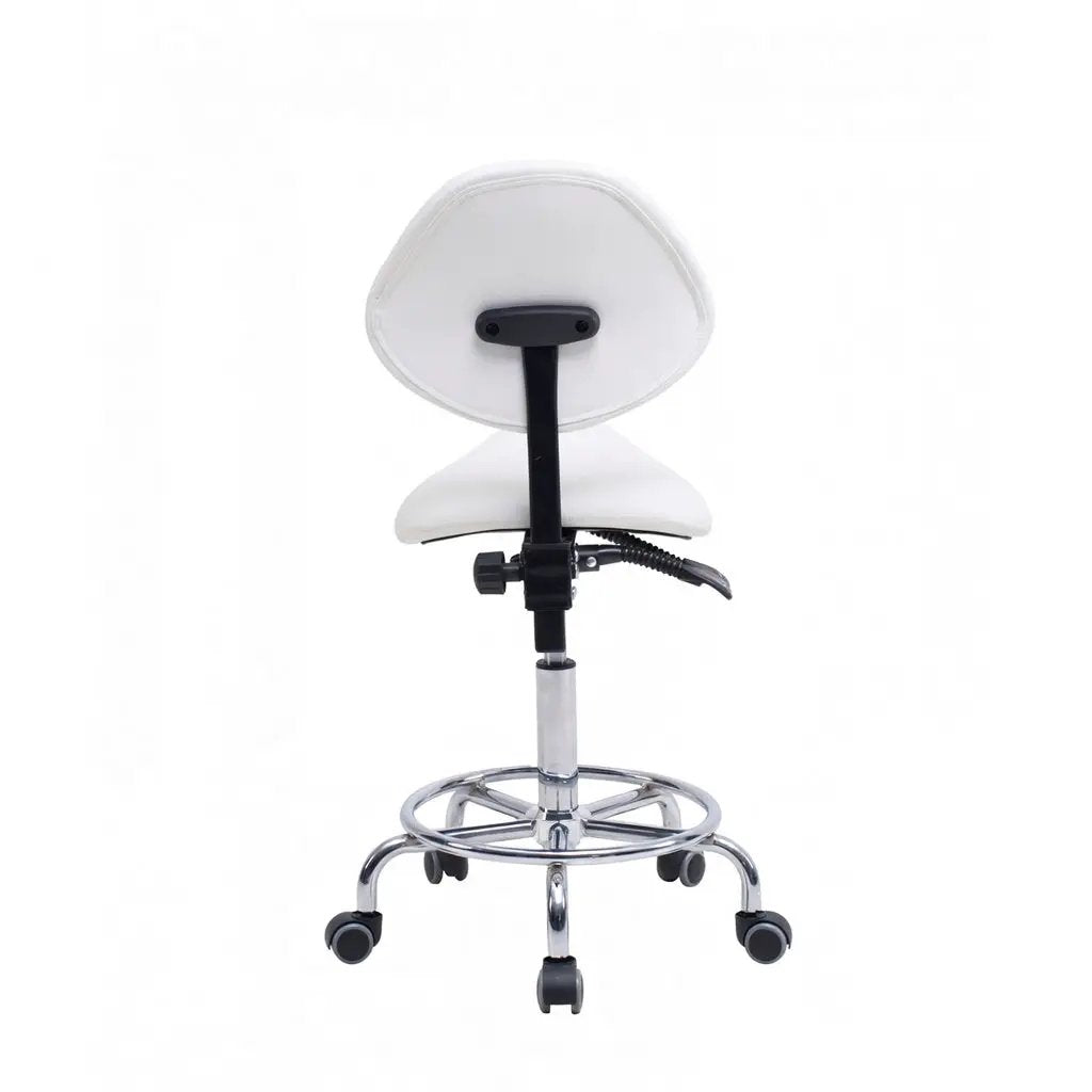 Saddle Stool Chair with Backrest - White by HouseOfZazla