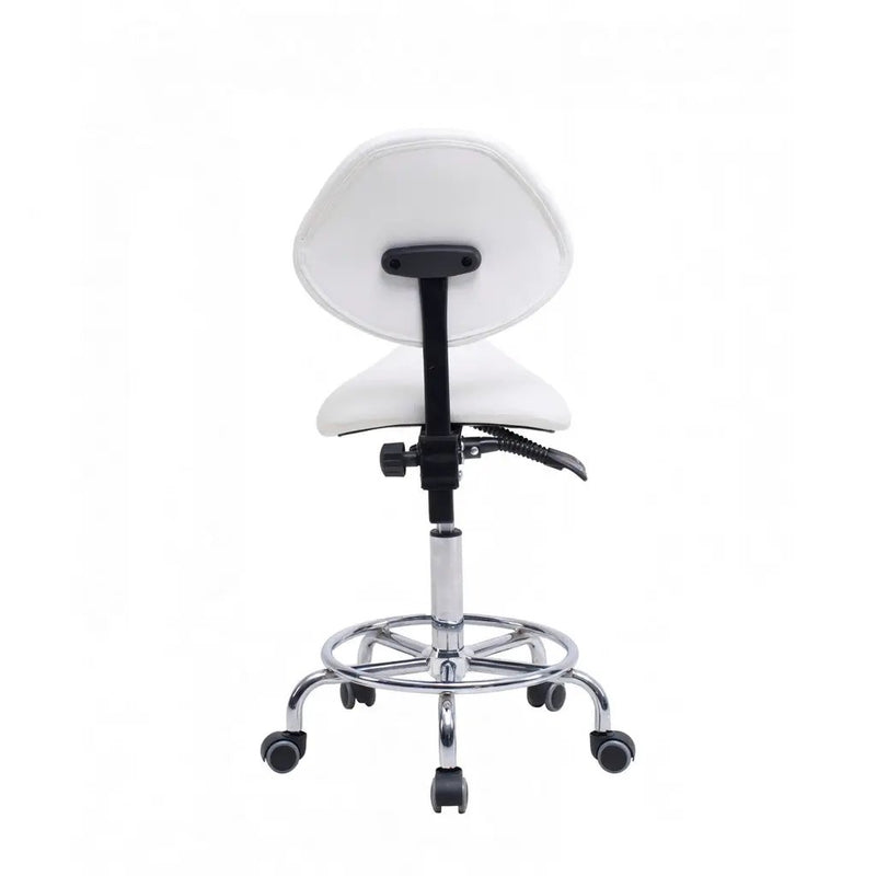Saddle Stool Chair with Backrest - White by HouseOfZazla
