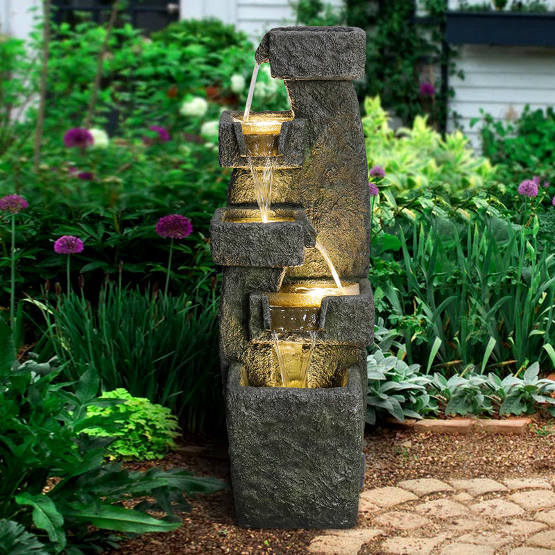 Resin Tiered Outdoor Fountain 5 Tier Modern LED, photo 3 of 10