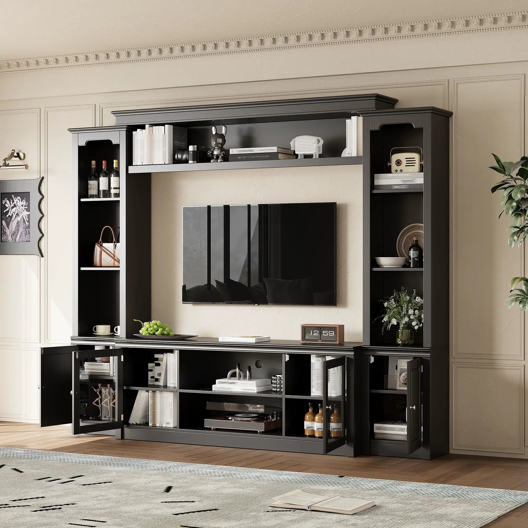 All-In-One TV Stand With Bookcase For TVs Up To 65" by Unique Piece Furniture