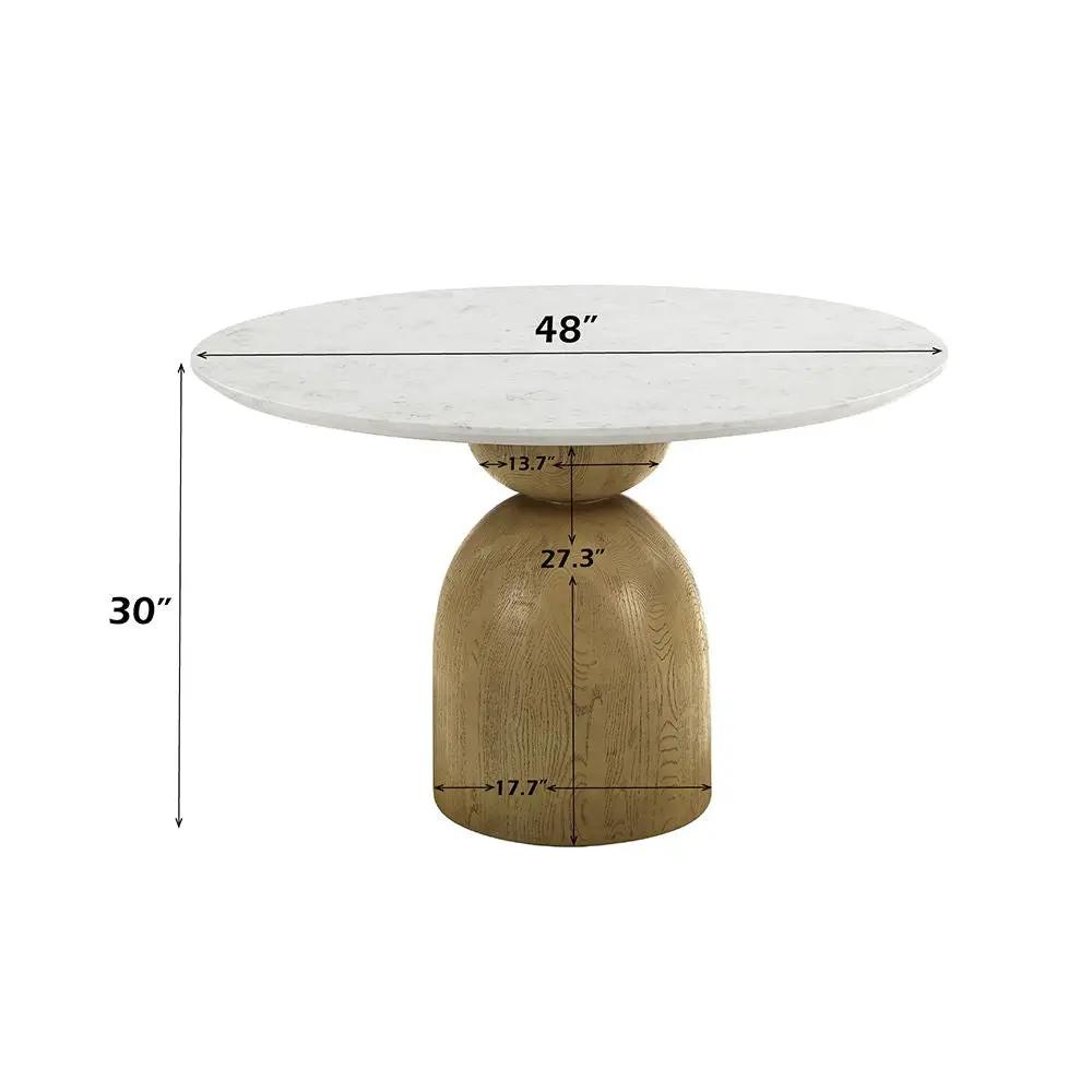 Kala - Round Dining Table With Marble Top - Natural Marble Top & Oak by Unique Piece Furniture