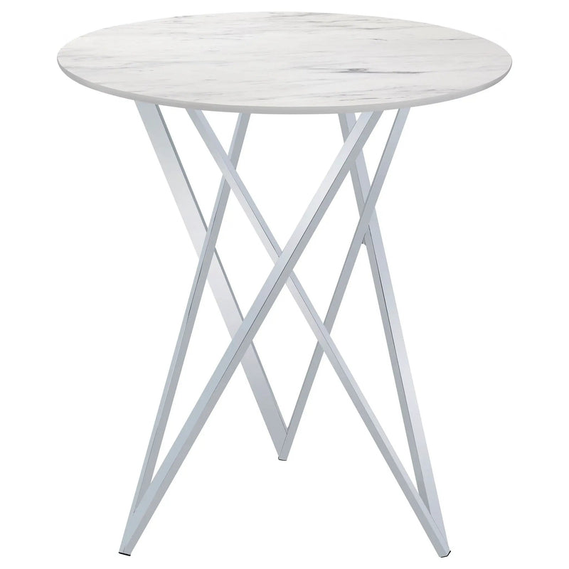 Bexter Round 35-inch Faux Marble Bistro Bar Table Chrome by Unique Piece Furniture