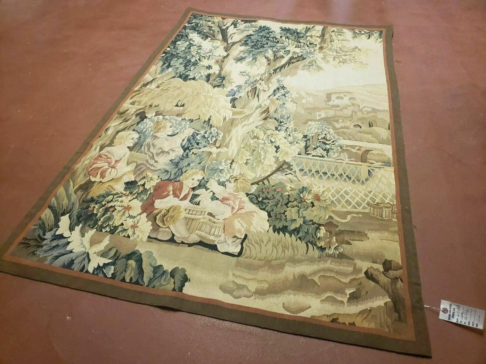 4' X 6' Tapestry French Design Handmade Aubusson Weave Nature One Of A Kind by Jewel Rugs