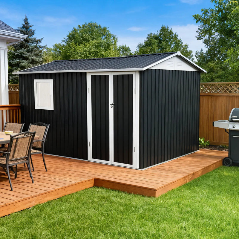 9 x 6 FT Metal Garden Shed for Patio and Backyard Storage by HouseOfZazla