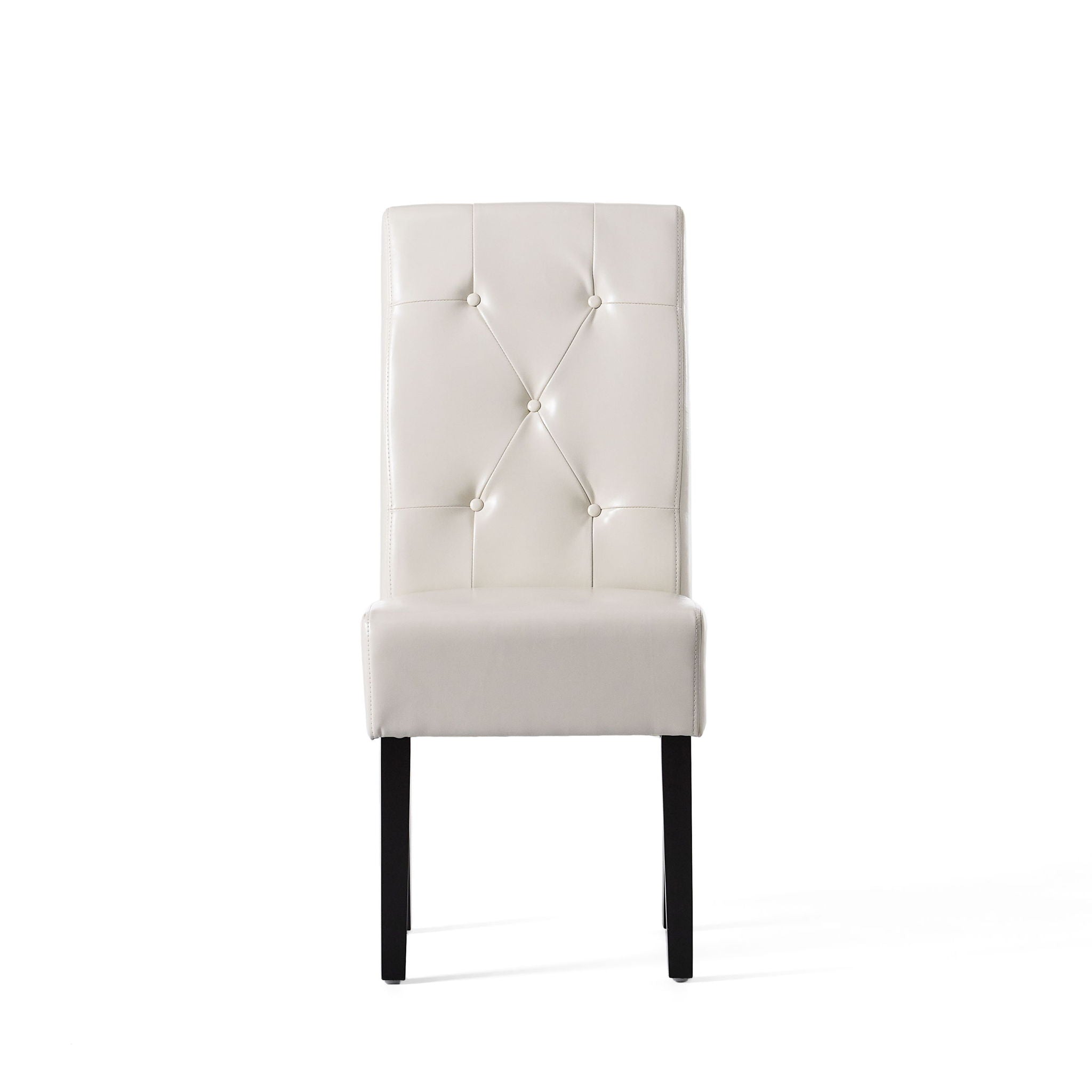Carter 5 Tuft Dining Chair With Button Tufted Backrest And Espresso Legs - Ivory by HouseOfZazla