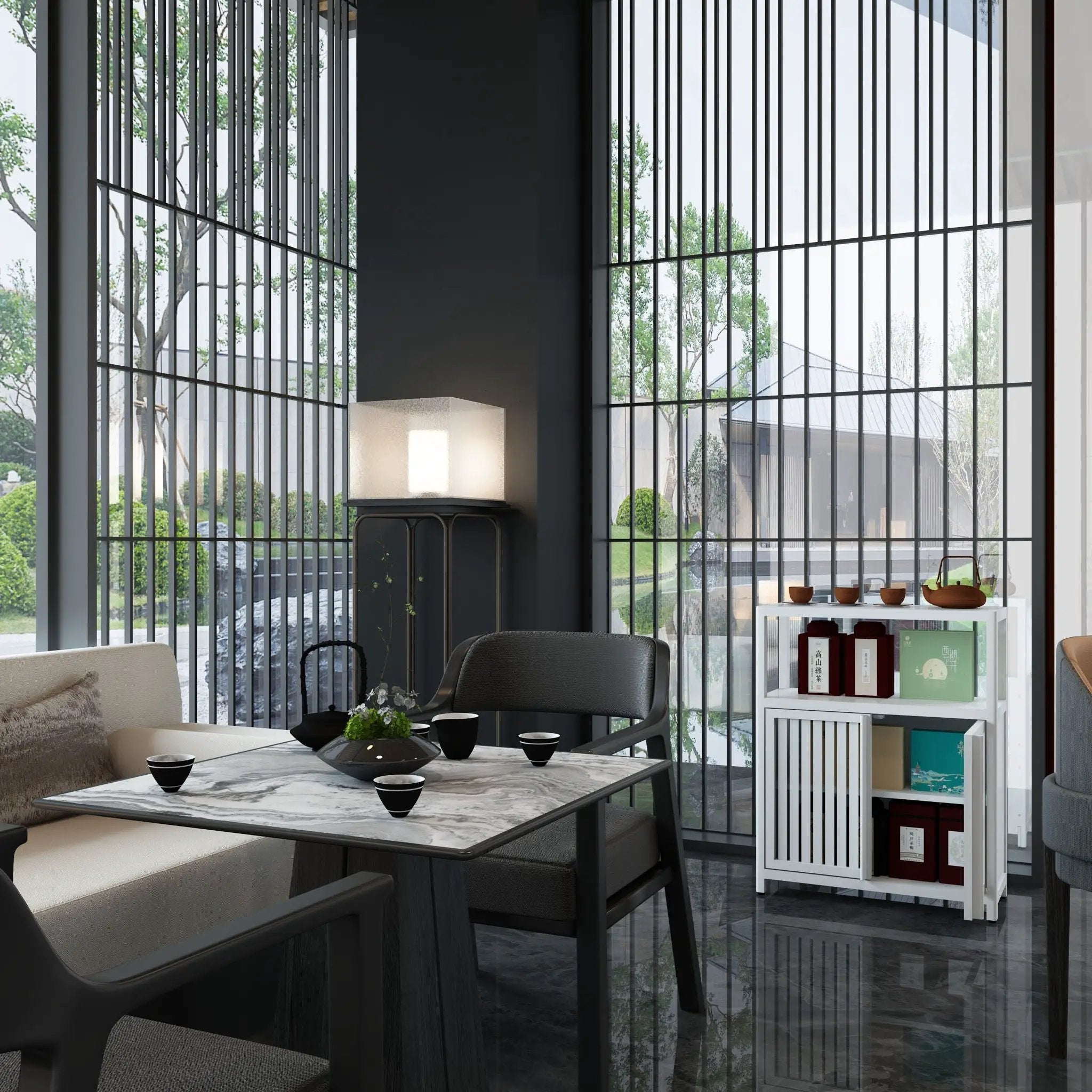 Bamboo Large Capacity Storage Cabinet With Shelves For Bathroom And Living Room - White by Unique Piece Furniture