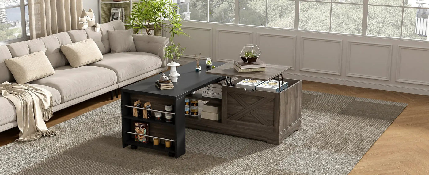 Farmhouse Lift Top Coffee Table With Barn Doors by HouseOfZazla