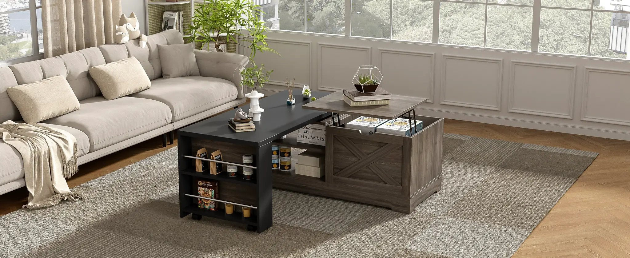 Farmhouse Lift Top Coffee Table With Barn Doors by HouseOfZazla