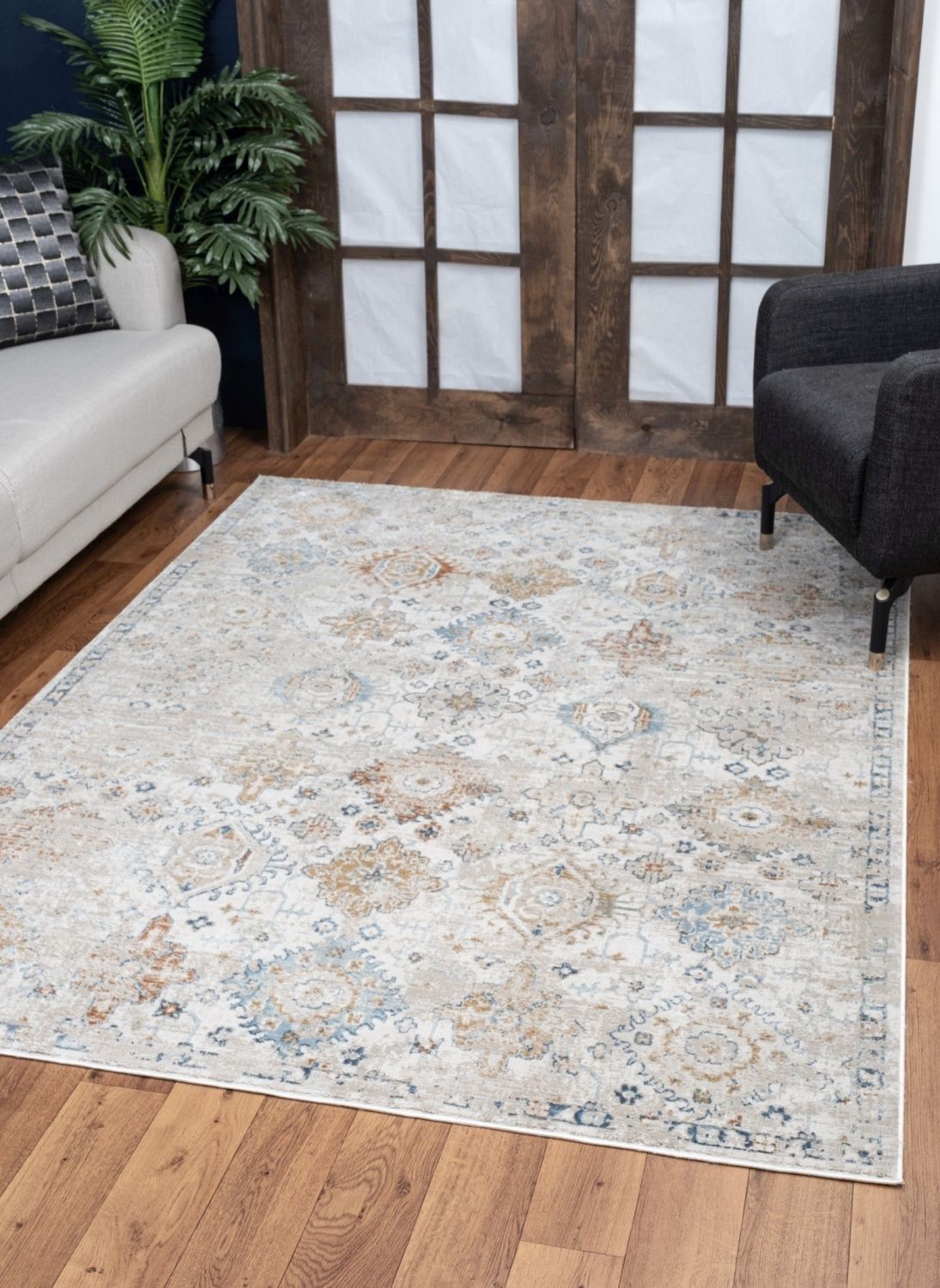 Noble - 5'3" X 7'3" Area Rug Polyester - Ivory by HouseOfZazla