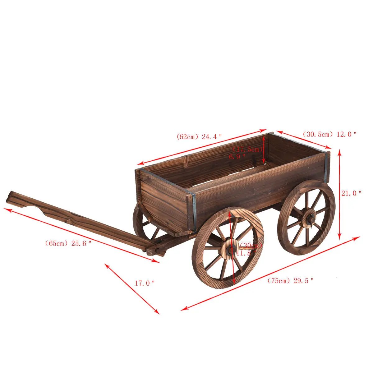 Wood Wagon Planter Pot Stand with Wheels by DirectDeals