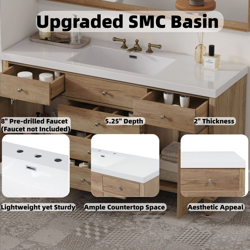 Bathroom Vanity With Sink, 5 Legs, Soft Close Drawers by HouseOfZazla