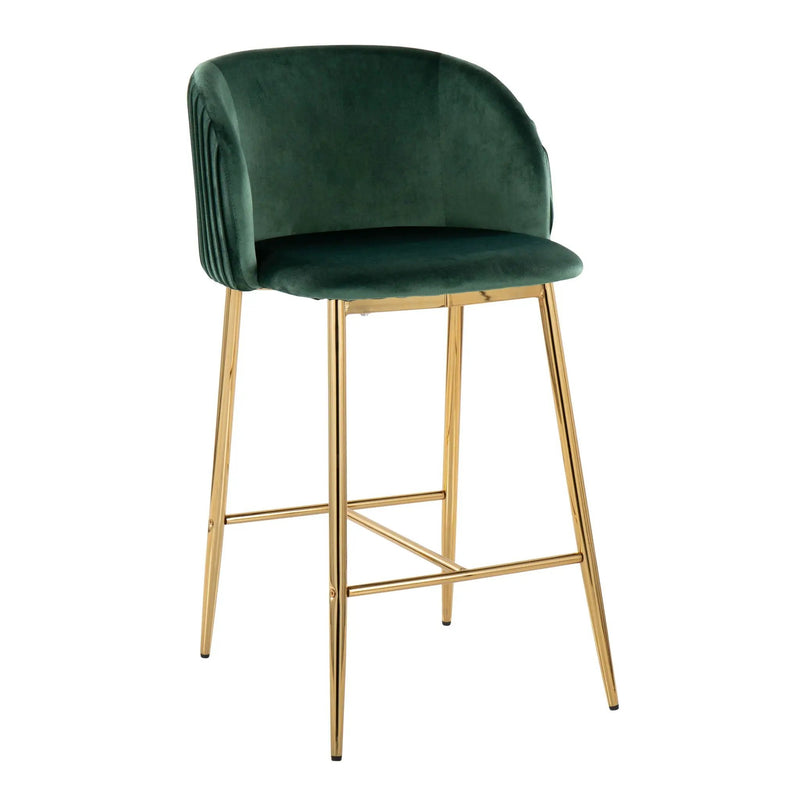 Fran - Pleated Contemporary / Glam Fixed Height Counter Stool (Set of 2) by HouseOfZazla