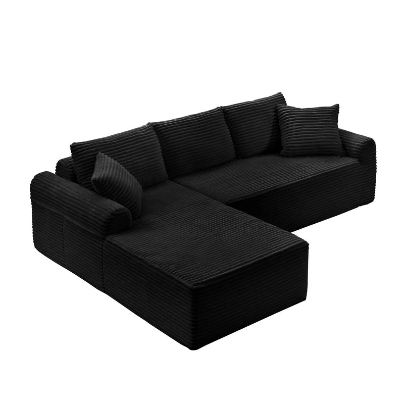 Modular Sectional With Arched Armrests, Includes 3 Back Cushions & 2 Throw Pillows by HouseOfZazla